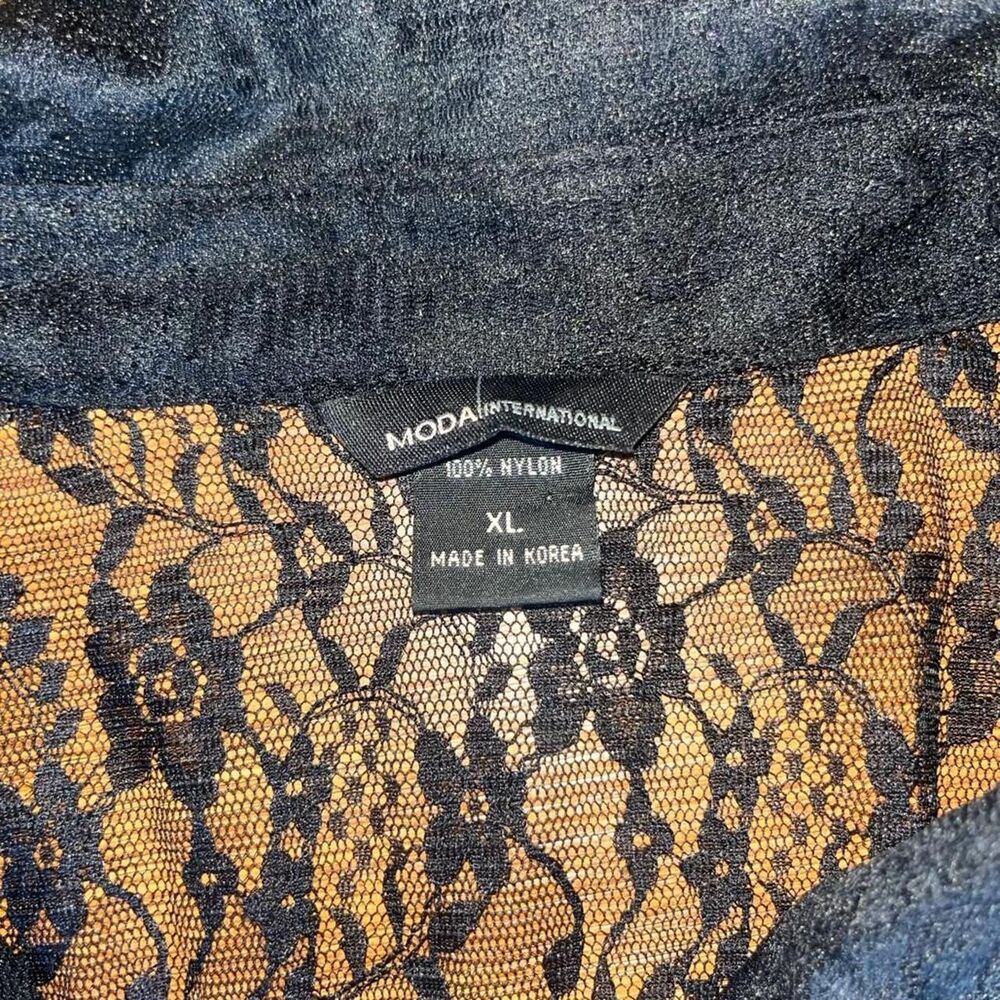 Moda International Women's Black Lace Blouse SZ XL - Picture 3 of 4